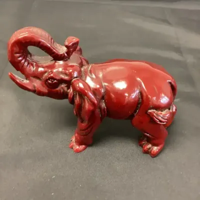 Red Resin Elephant Figurine