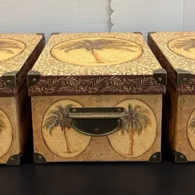 Tri-Coastal Designs Palm Tree Storage Boxes