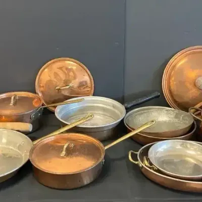 Collection Of Vintage Copper Pots And Pans (13)