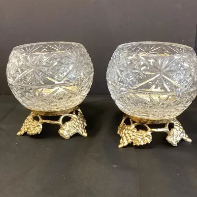 Two Crystal Rose Bowls