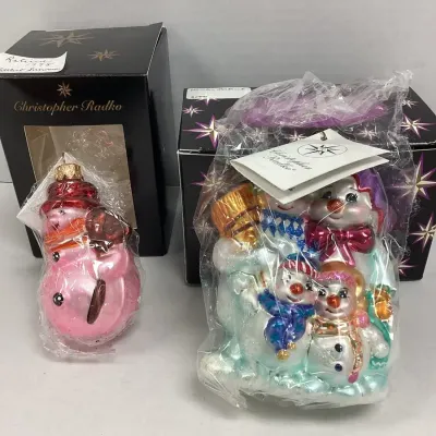 Two Radko Glass Christmas Ornaments 