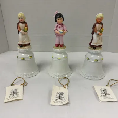 Trio Of Rivershore Porcelain Bisque Bells
