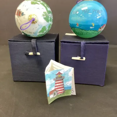 Two Glass Lighthouse Ornaments #3