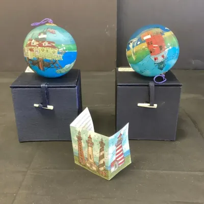 Two Glass Lighthouse Ornaments #1