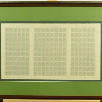 Antique Cuban Baby Heads Stamp Sheet Framed Display (1890)