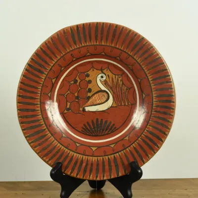 Vintage Ceramic Mexican Folk Pottery Plate
