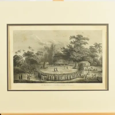 James Cook, Reception of Captain Cook in Hapaee Antique Original Engraving (1784)
