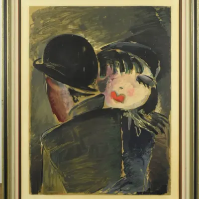 Georg Scholz, The Waltz Vintage Framed Original Lithograph