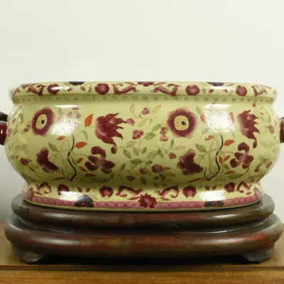 Vintage Chinoiserie Floral Porcelain Jardinaire 