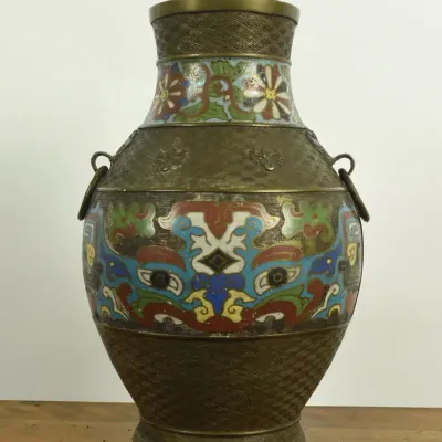 Vintage / Antique Japanese Bronze Cloisonné Vase
