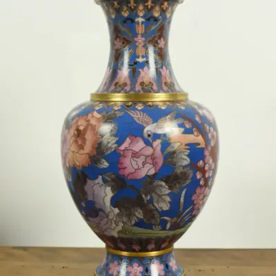 Vintage Japanese Floral Cloisonné Vase 