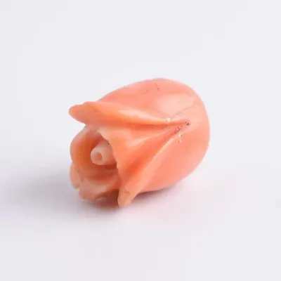 Antique European Natural Coral Floral Budding Flower Carving