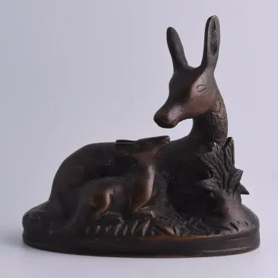 Vintage Bronze Indian Deer & Fawn Figure