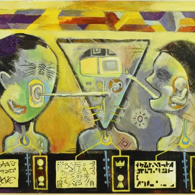 William Hessian, Signed Abstract Outsider Expressionist Original Painting