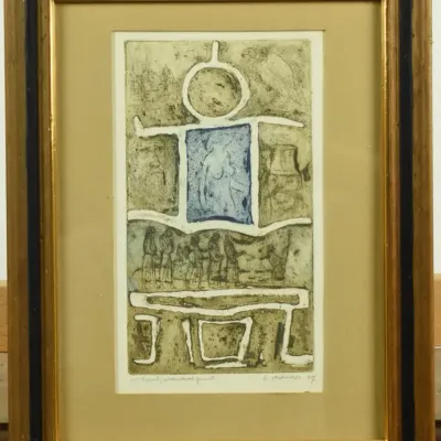 Leonard Maurer, Vintage Abandoned Framed Abstract Original Etching