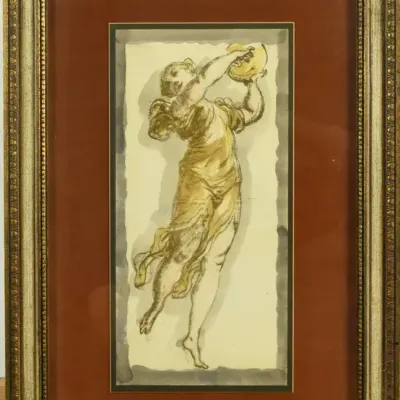 Vintage Greco Roman Old Master Framed Figural Print
