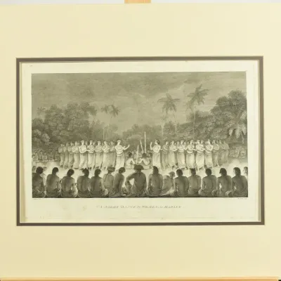 James Cook, Night Dance by Women in Hapaee Antique Original Engraving (1784)