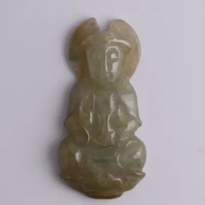 Vintage / Antique Chinese Green Jadeite Buddha Carving