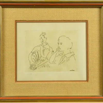 Henri Matisse, Vintage Framed Original Contour Etching