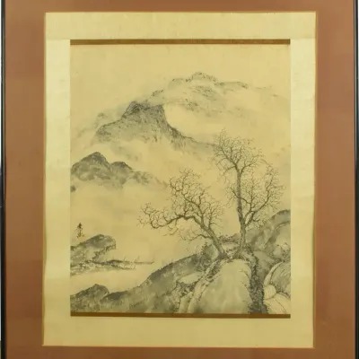 Antique Signed Chinese Original Landscape Framed Ink Painting