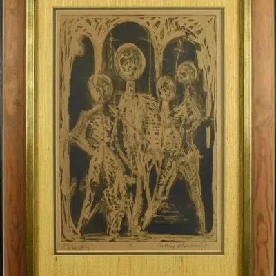 “Purgatory” Signed Vintage Skeletal Abstract Original Etching - 1/6