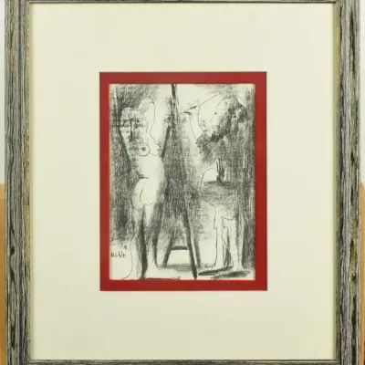 Pablo Picasso, Artist & His Model Vintage Framed Original Lithograph
