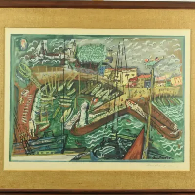 Ludwig Bemelmans, Vintage Signed Isle D’Yeu Framed Original Serigraph