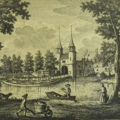 Georg Leopold Hertel, Antique Framed City of Delft Original Engraving (1700-1775)