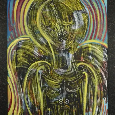 Large Vintage Signed Abstract Outsider Expressionist Original Framed Painting