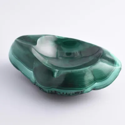 Vintage Carved Malachite Modernist Ashtray