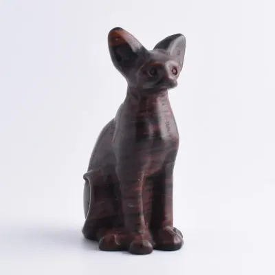 Egyptian Mahogany Obsidian Carved Seated Cat