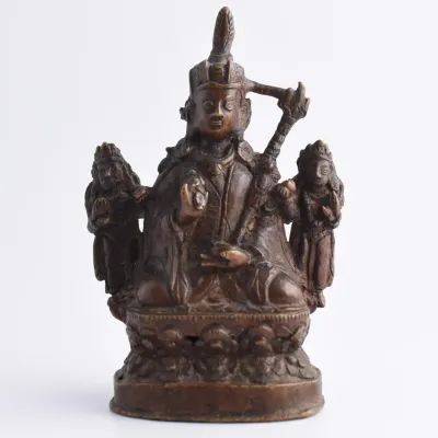 Antique Tibetan Bronze Padmasambhava Figure (14th-15th Century)