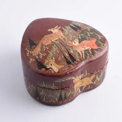 Vintage Indian Lacquered Animal Trinket Box