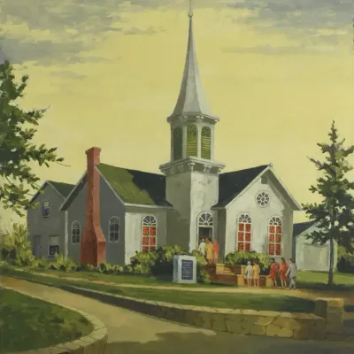 J. Alvin Storck, Maravian Church Original Acrylic Painting