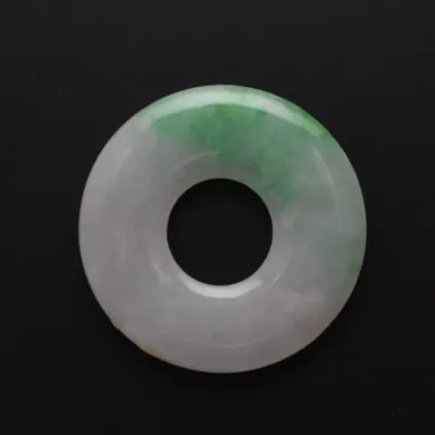 Vintage / Antique Chinese White Green Jadeite Carved Disk
