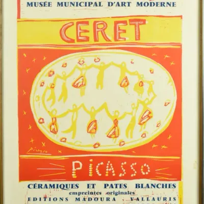 Pablo Picasso, Vintage French Original Ceramics Framed Exhibition Poster