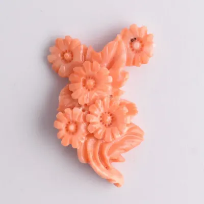 Antique European Floral Natural Coral Carving