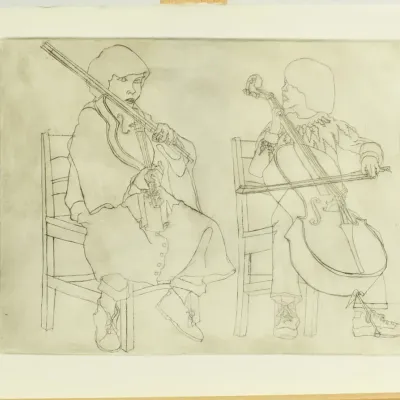 Signed Vintage Contour Orchestra Players Original Etching