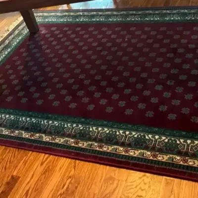 Esteem Pandora Wine Area Rug 5'5" x 7'10" with Decorative Border and Fringe