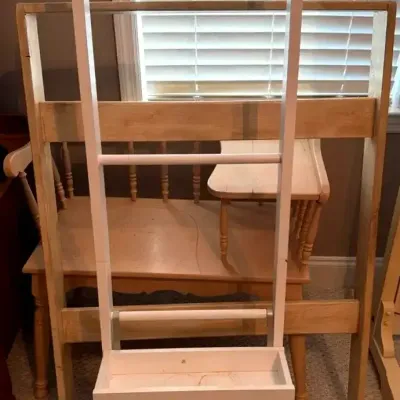 Wooden Telephone Bench with Storage and Two Freestanding Display Racks