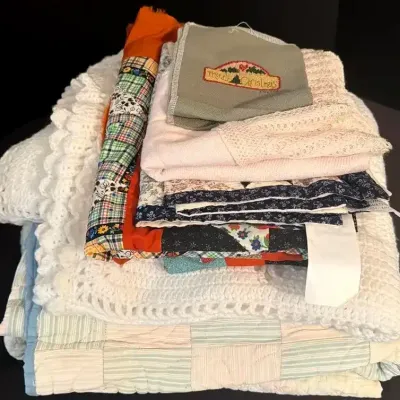 Assorted Patchwork Quilts, Crocheted Blankets & Decorative Textiles