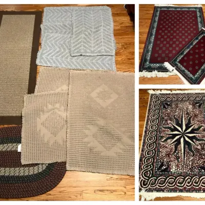 Assorted Area Rugs Featuring CARO Mosaic Star & Esteem Pandora Wine Rugs