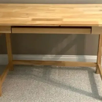 Light Wood Writing Desk with Pull-Out Keyboard Tray