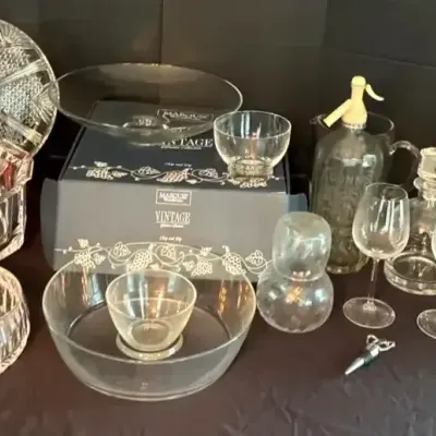 Waterford Crystal Chip & Dip Set, Crystal Arques Wine Glasses & Assorted Glassware