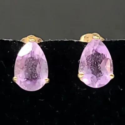 14K Gold Gemstone Teardrop Earrings 