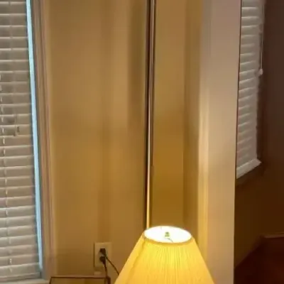 Set of 3 Floor and Table Lamps with Silver-Tone, Stained Glass-Style and Brass Accents