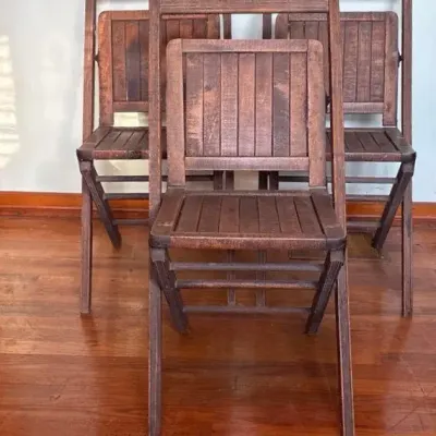 Antique Wooden Folding Chairs 