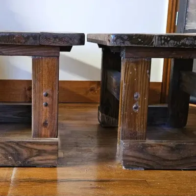 Two Solid Pine End Tables 