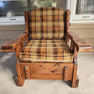 1970s Rustic Knotty Pine Armchair #1