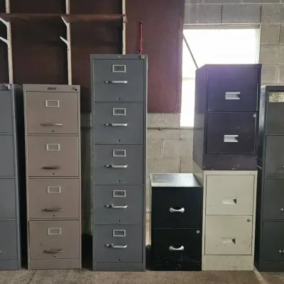 Seven Metal File Cabinets #1